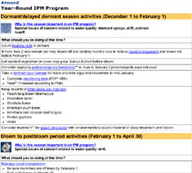 Seasonal calendar of IPM activities for almonds