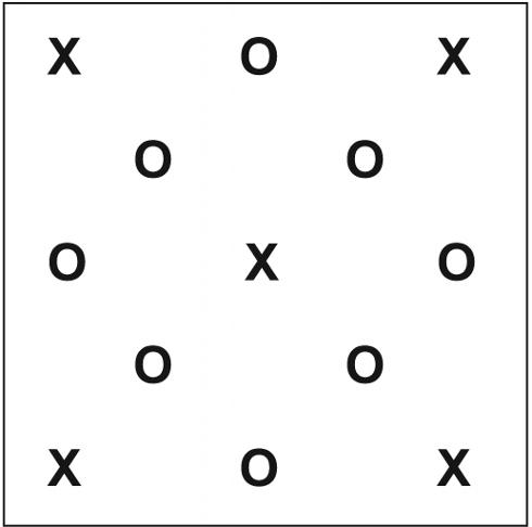 Layout of a catch-can test, showing placement of catch cans (O) and sprinkler heads (X).