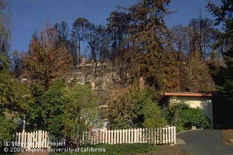 Residential fire damage following the Oakland Hills fire, 1991.