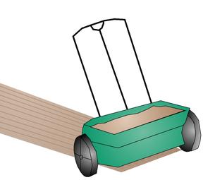 Illustration of the pattern of fertilizer applied with a drop spreader