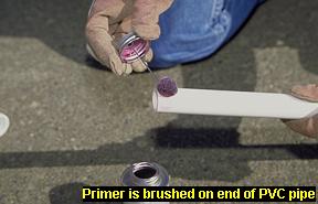 Photo of bushing primer on pvc pipe