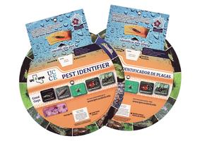 Pest wheels in English and Spanish help identify pests and weeds. 