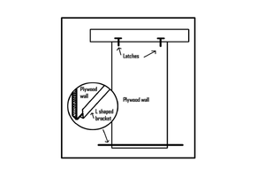 Removable plywood or plexiglass wall panels will have latches to allow for frequent removal and replacement for demonstration and research. Credit: Casey Hubble, UC Agriculture and Natural Resources. Copyright 2021 Regents of the University of California. Photo by: Casey Hubble, UC Agriculture and Natural Resources. Copyright 2021 Regents of the University of California.